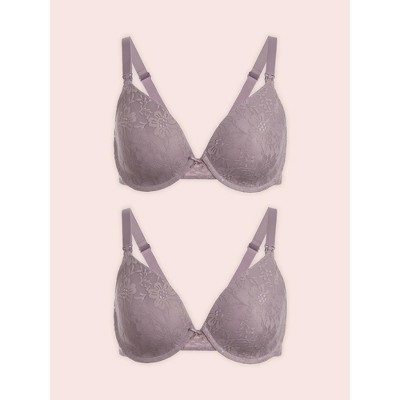 Leading Lady Women's The Paulette - Underwire Allover Lace Nursing Bra 2-Pack (4018-2pk) Baked Blush Tone Quail 2PK 36C