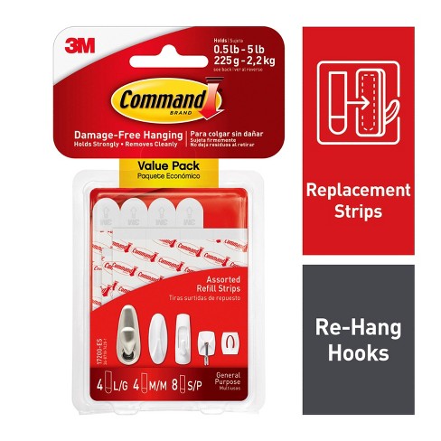Command Refill Strips (8 Small/4 Medium/4 Large) White - image 1 of 4