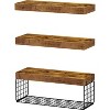 Attop Bathroom Shelves Over Toilet - Wall Mounted Floating Shelves Toilet Paper Storage Small Farmhouse Decor Shelf 16 inch Set of 3, Rustic Brown - 2 of 4