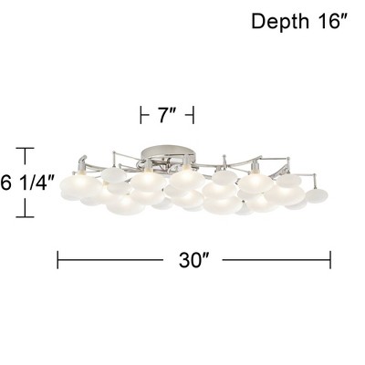 Lilypad Chrome 12-Light Frosted Glass Semi Flush Mount Ceiling Fixture