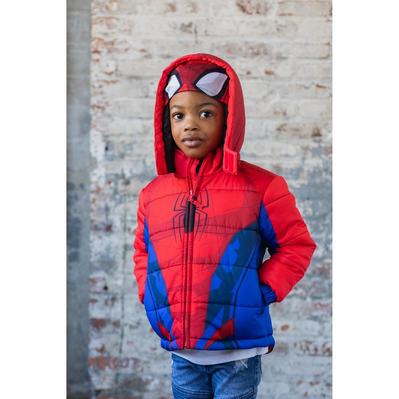 Marvel Avengers Spider-Man Hulk Black Panther Captain America Zip Up Winter Coat Puffer Jacket Toddler to Big Kid, 2 of 12