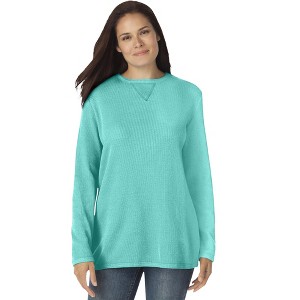 Woman Within Ultra Soft Waffle Thermal Sweatshirt - 1 of 4