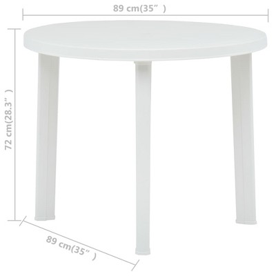 White Round 35" Weather Resistant Plastic Patio Table