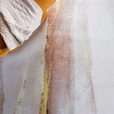 Ivory and Gold 4' x 6' Hand-Knotted Washable Area Rug