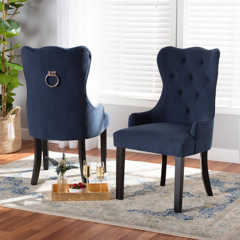 Set of 2 Fabre Fabric Upholstered and Wood Dining Chairs - Baxton Studio, 2 of 12