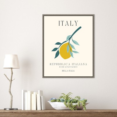 Bella Italia Light Canvas Travel Poster with Greywash Frame