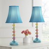 360 Lighting Bohemian 21" High Small Modern Accent Table Lamps Set of 2 Multi-Color Stacked Glass Blue Shade Living Room Bedroom Bedside Nightstand - 2 of 4