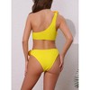 INSPIRE CHIC Women's 3D Rose Floral One Shoulder Ribbed Bikini Sets, Triangle Bottoms Swimwear Bathing Suits 1 Set - 3 of 4