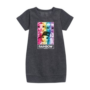 - Rainbow High - Rainbow Sparkle Box Graphic Short Sleeve Fleece Dress - 1 of 3