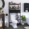 Over - Toilet Storage Rack, 6 - Tier Large Bathroom Organizer with Side Shelves and 2 Drawers, Stable Freestanding Space Saver Black - 2 of 4