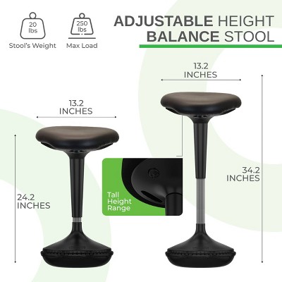 Adjustable Black Vinyl Saddle Style Swivel Stool
