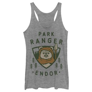 Women's Star Wars Park Ranger Endor Ewok Badge Racerback Tank Top - 1 of 3