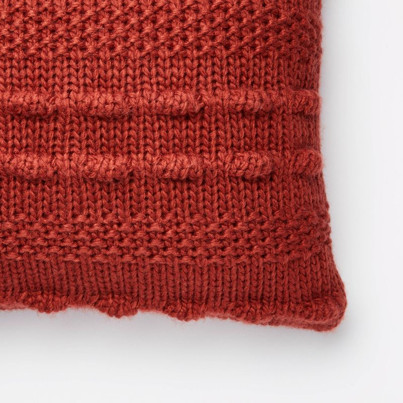 Oversized Bobble Knit Striped Lumbar Throw Pillow Red - Threshold&#8482; designed with Studio McGee, 4 of 7