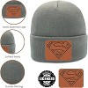 Beanie for Kids and Adults Winter Hat – Beanie with Superman Leather Patch Licensed (One Size) - 3 of 4
