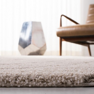 Cream and Beige Tufted Shag Area Rug