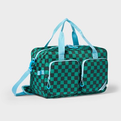 Kids' Weekender Duffel Bag Green Checkered - Cat & Jack™️