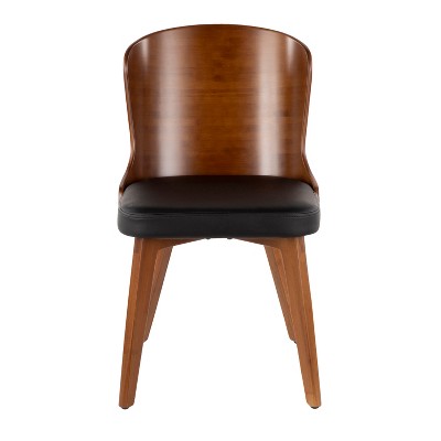 High Walnut and Black Faux Leather Upholstered Side Chair