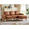 LOVMOR 82.2"L-Shape Sofa Couch with Chais Mid-Century Copper Nail on Arms,strong wooden leg and suede fabric design - 2 of 4