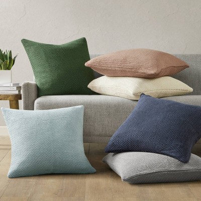 Brown Knit Polyester Euro Pillow Cover with Hidden Zipper