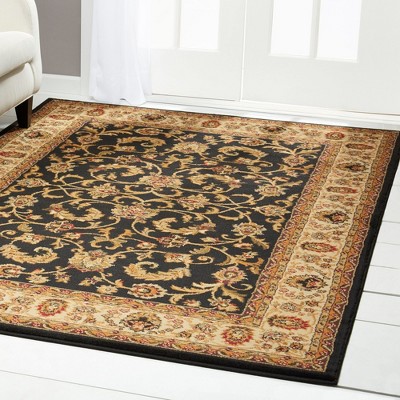Elegant Tufted Black & Ivory Synthetic 5' x 7' Area Rug