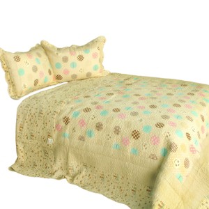 Slickblue 3PC Cotton Vermicelli-Quilted Patchwork Quilt Set, Full/Queen Size with 2 Shams, 12 Patterns - 1 of 4