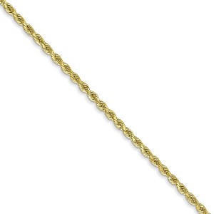 Black Bow Jewelry 2mm 10k Yellow Gold Diamond Cut Solid Rope Chain Necklace - 1 of 4