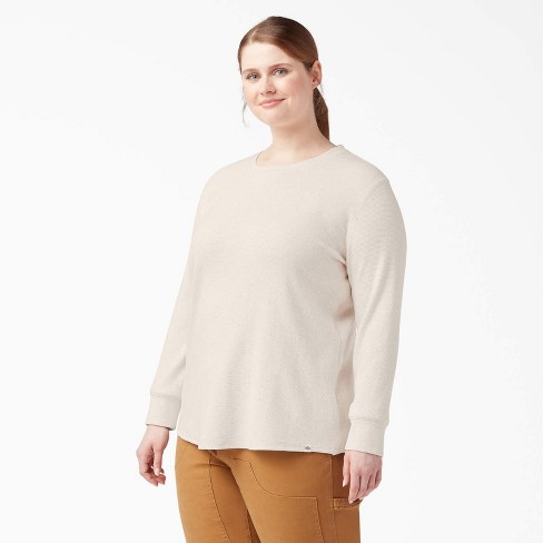 Dickies Women's Plus Long Sleeve Thermal Shirt, Oatmeal Heather