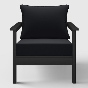 WestinTrends Avalon Black Outdoor Modern HDPE Patio Club Chair with Deep Seat Cushions - 1 of 4