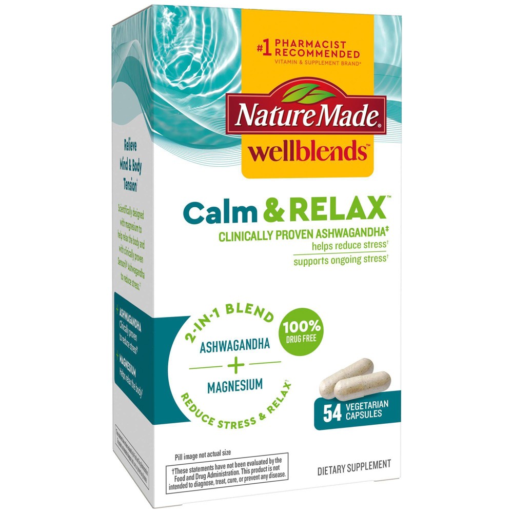 UPC 031604001056 product image for Nature Made Wellblends Calm & Relax, Ashwagandha & Magnesium Vegetarian Capsules | upcitemdb.com