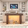 Besiost Farmhouse Console Table with Power Outlets, Wood Narrow Entryway Table - 2 of 4