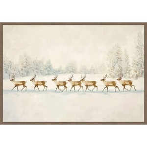 Amanti Art Winter Wonderland: Reindeer Procession by Melloi Art Prints Canvas Wall Art Print Framed - 1 of 4