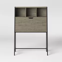 Loring Wood Secretary Desk with Hutch and Charging Station Gray - Project 62™