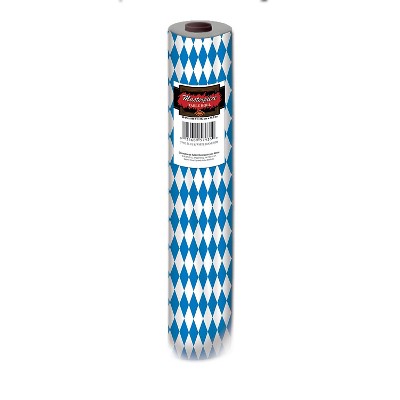 Beistle 40" x 100' Oktoberfest Table Roll; Blue/White 57935