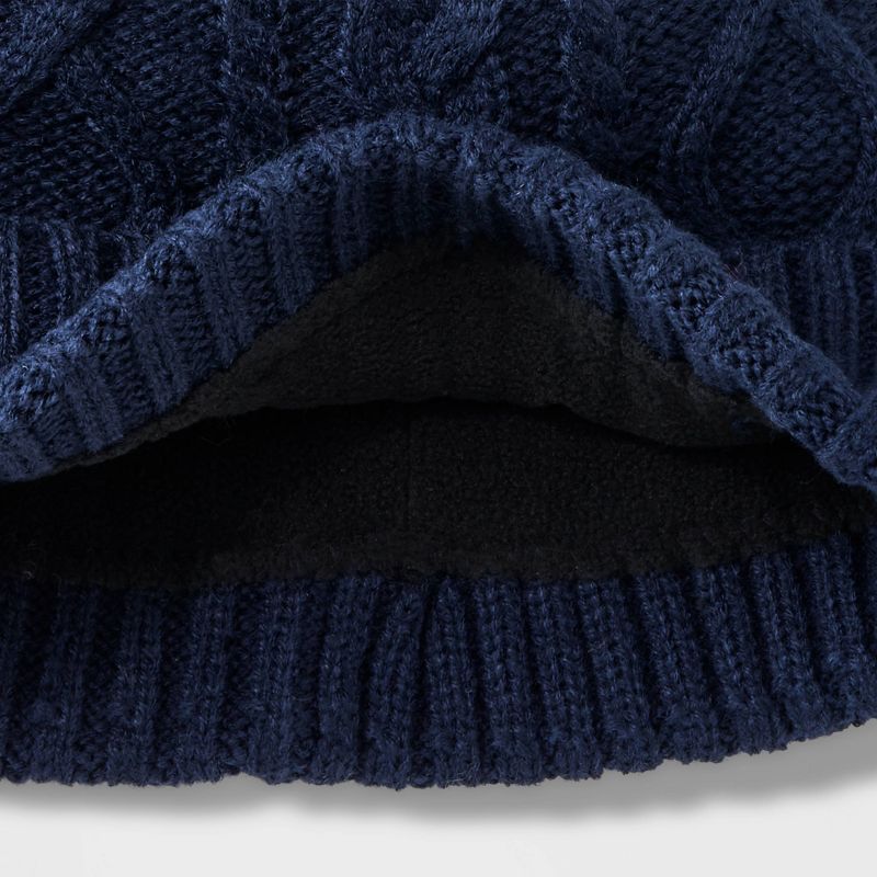 Men&#39;s Cable Lined Beanie - Goodfellow &#38; Co&#8482; Navy Blue, 5 of 6