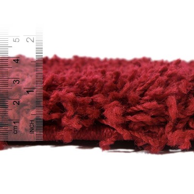 Cherry Red Rectangular Washable Shag Area Rug