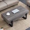 Modern Industrial Coffee Table with Wood Grain Finish and Metal Legs, Rectangular Center Table for Living Room or Office Decor-The Pop Home - 3 of 4