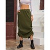 Coolmee Women's Cargo Long Skirt Low Waist Drawstring Maxi Skirt Ruched Vintage Slit Cargo Skirt with Pockets - 2 of 4