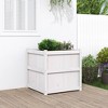 vidaXL Garden Planter Outdoor Flower Box - White Square Pine Wood for Terrace Patio, 27.6"x27.6"x27.6" - 2 of 4
