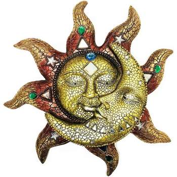 FC Design 13" Mosaic Celestial Sun and Moon Sculpture Wall Decor Art Hanging Sun and Crescent Decoration