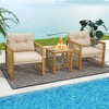 Tangkula 3PCS Patio Acacia Wood PE Wicker Furniture Set w/ Soft Seat & Back Cushions - image 2 of 4