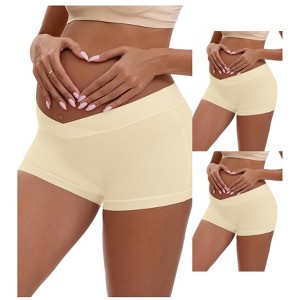 INSPIRE CHIC Women's Low Waist Under the Bump Maternity BoyShorts Pregnancy Seamless Ladies Panties 3 Packs - 1 of 4