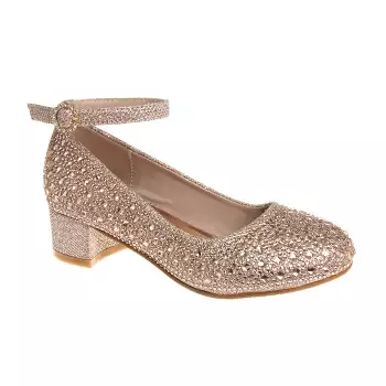 Badgley Mischka Girls Block Heel Dress Shoes - Rose/gold, Size: 12 : Target