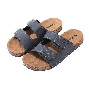 Roxoni Men's Dual Velco Straps Suede Covered Moulded Faux Cork Midsole Eva Rubber Sole - 1 of 4