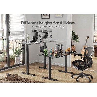 Vynxaria Claiks Glass Standing Desk, Electric office computer Standing Desk Adjustable Height, 48 Inch Adjustable Stand Up Desk