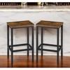HomeRoots Set of Two 26" Brown and Black Steel and Wood Backless Counter Height Bar Chairs - 2 of 4