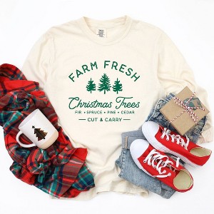 Simply Sage Market Women's Farm Fresh Christmas Tree Long Sleeve Garment Dyed Tee - 1 of 3