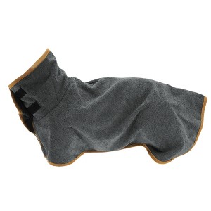 Unique Bargains Dog Bathrobe Pet Towel with Magic Tapes M Gray - 1 of 4