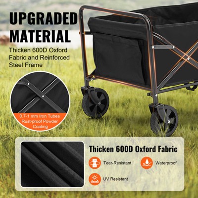 Black Heavy Duty Collapsible Folding Wagon with All-Terrain Wheels