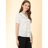 INSPIRE CHIC Women's Vintage Polka Dots Peter Pan Collar Puff Short Sleeve Shirt - 4 of 4