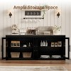70.8" Sideboard Buffet Cabinet with 4 Glass Doors, Farmhouse Modern Accent Cabinet with Storage, Wood Coffee Bar for Living Room, Kitchen, Hallway - 3 of 4